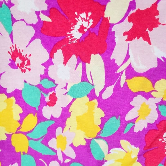 Dear Scarlett Floral Blouse Top Tunic XL Bright Pink Yellow Red Green 3/4 Sleeve - Picture 7 of 13